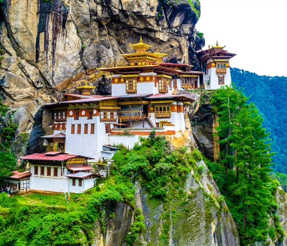 Paro Taktsang Monastry On A Hillside in Bhutan